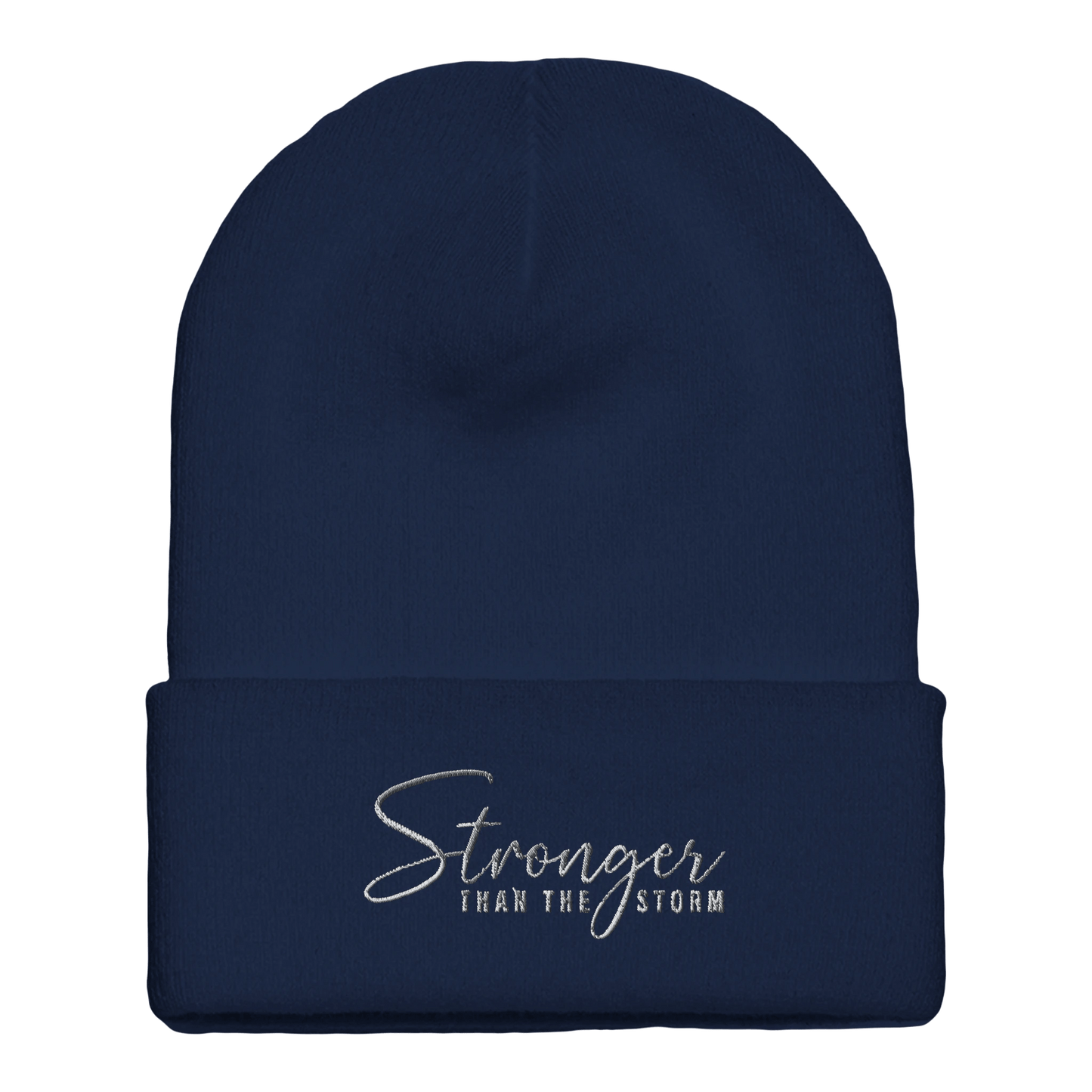 Premium Cuffed "Stronger Than The Storm" Embroidered Beanie - Slay Hoodies