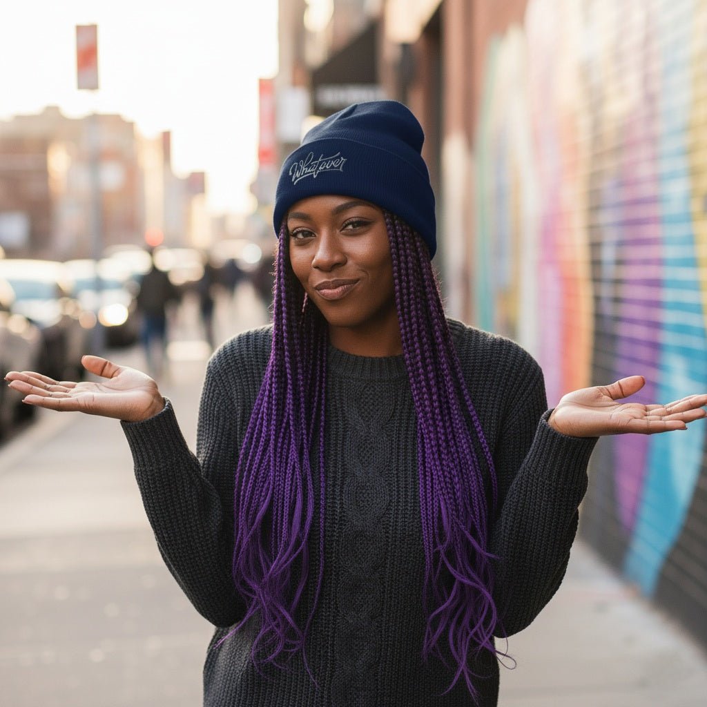 Premium Cuffed "Whatever" Embroidered Beanie - Slay Hoodies