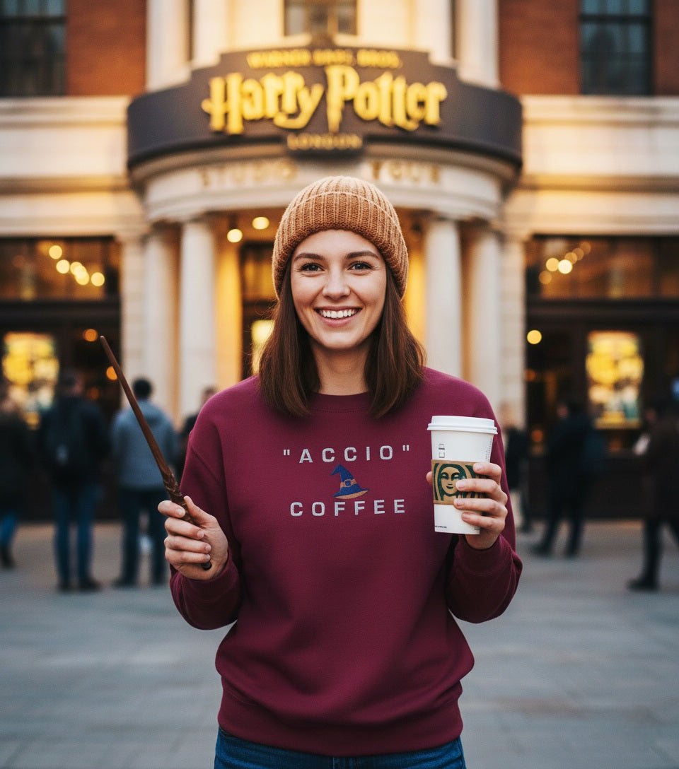 Premium High Quality "Accio Coffee" Embroidered Sweatshirt - Slay Hoodies