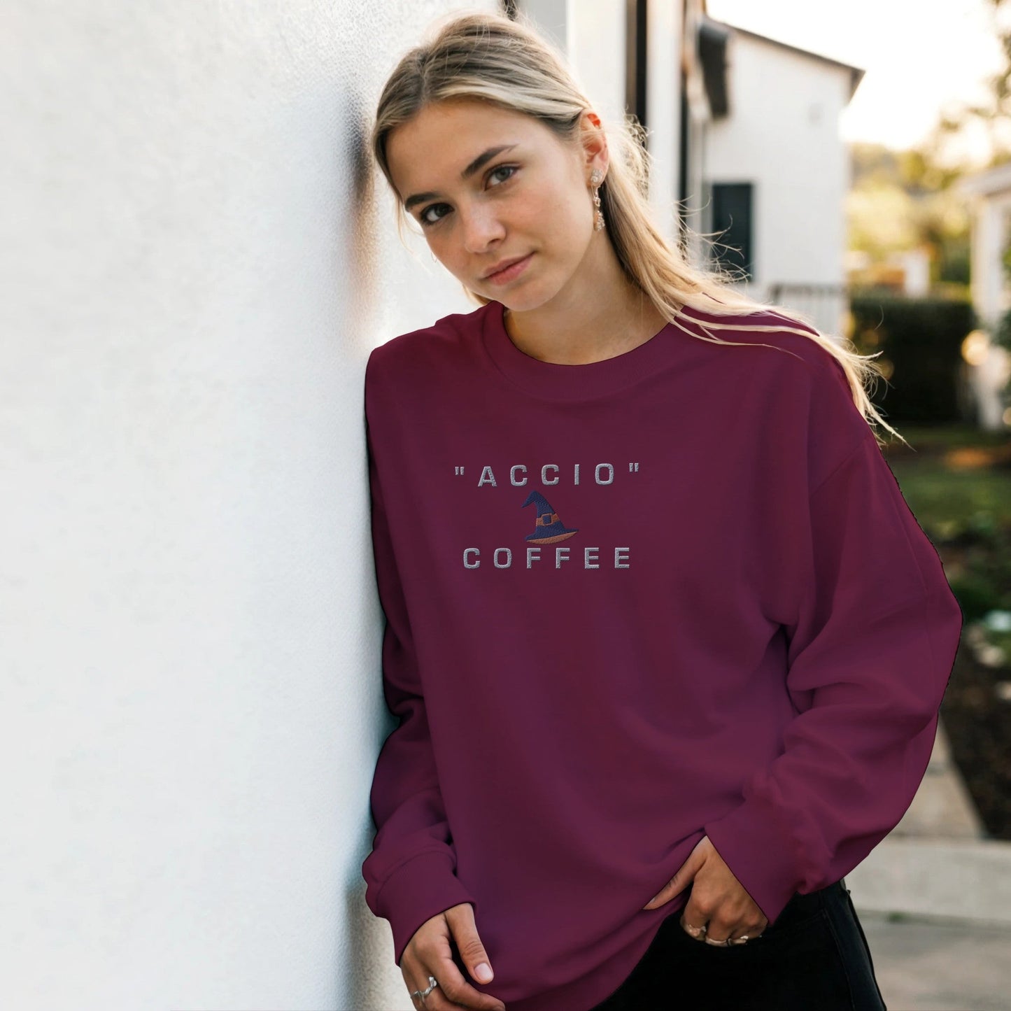 Premium High Quality "Accio Coffee" Embroidered Sweatshirt - Slay Hoodies