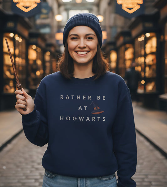 Premium High Quality "Rather Be at Hogwarts" Embroidered Sweatshirt - Slay Hoodies