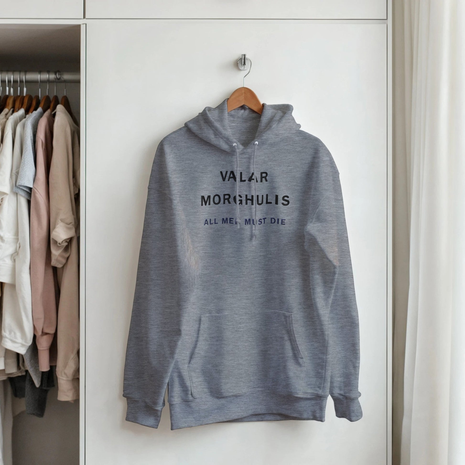 Premium High Quality "Valar Morghulis" Embroidered Hoodie - Slay Hoodies