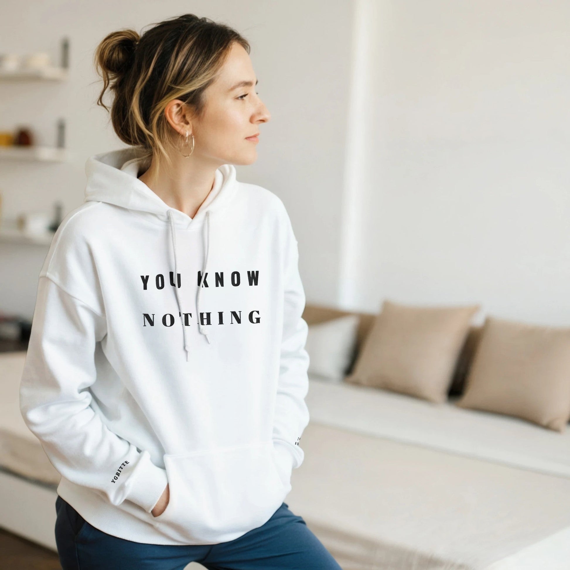 Premium Quality Triple Embroidered "You Know Nothing" Hoodie - Slay Hoodies