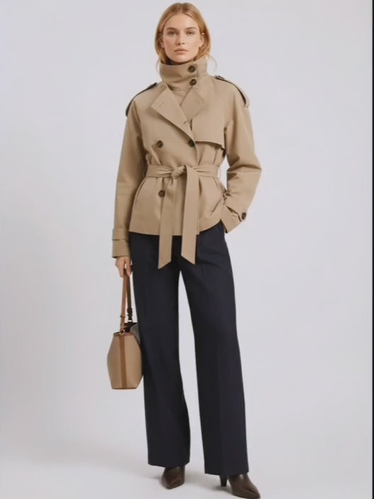 Cropped Double-Breasted Trench Jacket
