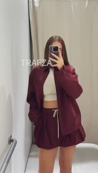 Burgundy Utility Overshirt Jacket