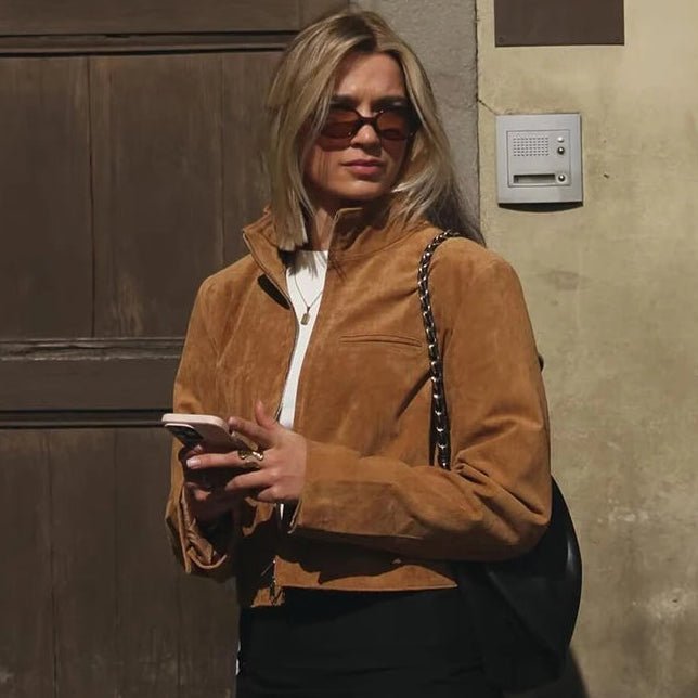 Retro Suede Look Cropped Jacket - Slay Hoodies