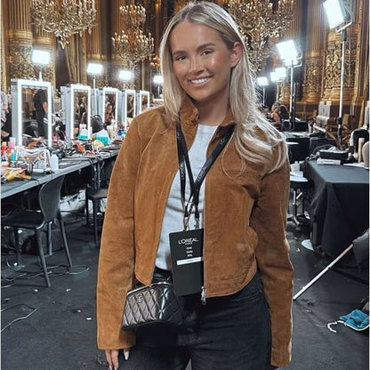 Retro Suede Look Cropped Jacket - Slay Hoodies