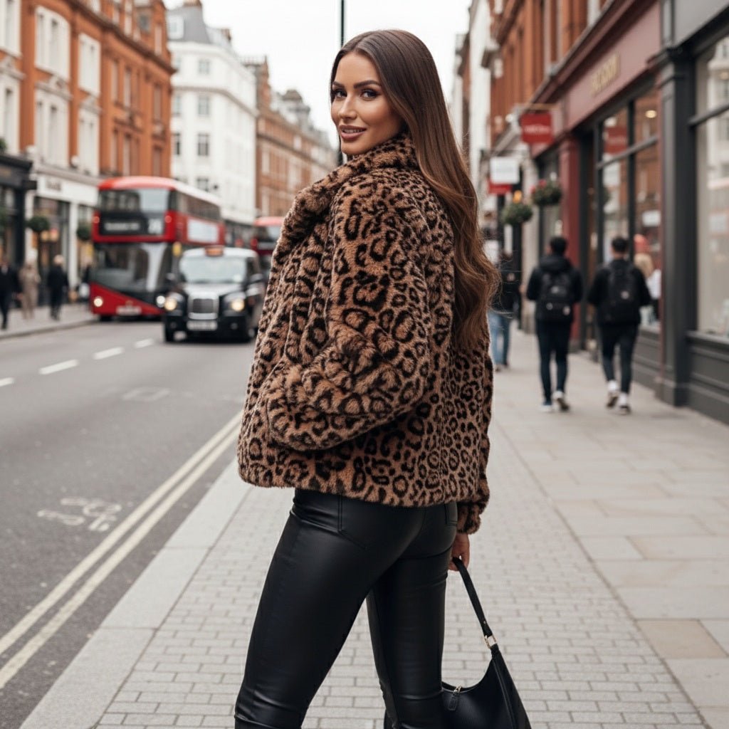 Statement Leopard Print Faux Fur Jacket - Slay Hoodies