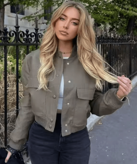 Structured Crop Shoulder Snap Front Bomber Jacket - Slay Hoodies