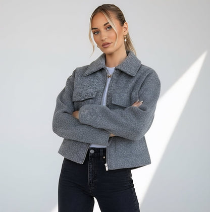 Textured Streetwear Cropped Jacket - Slay Hoodies