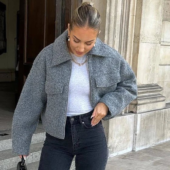 Textured Streetwear Cropped Jacket - Slay Hoodies