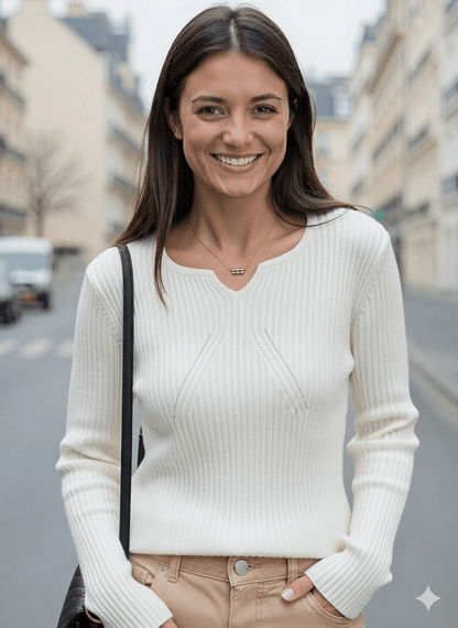 V - neck Chic Ribbed Bodycon Jumper - Slay Hoodies